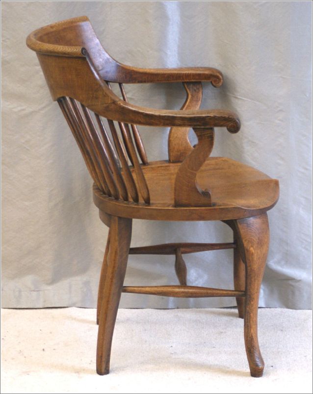 9055 Antique Oak Desk Chair by Shoolbred London (2)